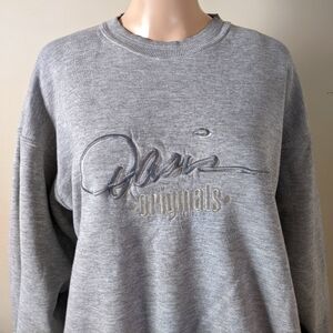 Vintage Oasis Originals embroidered grey crewneck sweater, men's medium